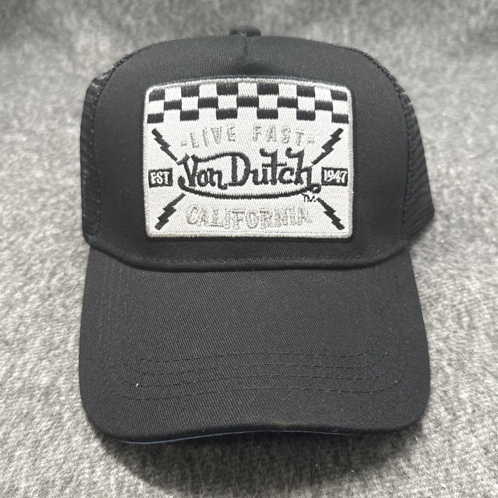 "Von" Mesh Embroidery Trucker Cap – Unisex Cotton Snapback Hat